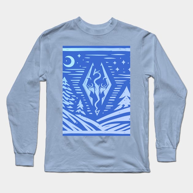 Skyrim Christmas Card Long Sleeve T-Shirt by katmargoli